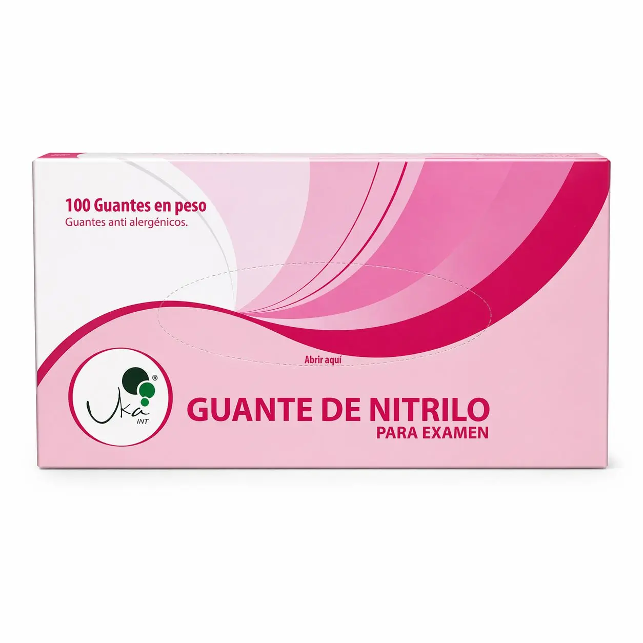 Guantes de Nitrilo Rosado sin látex y sin polvo para examen médico