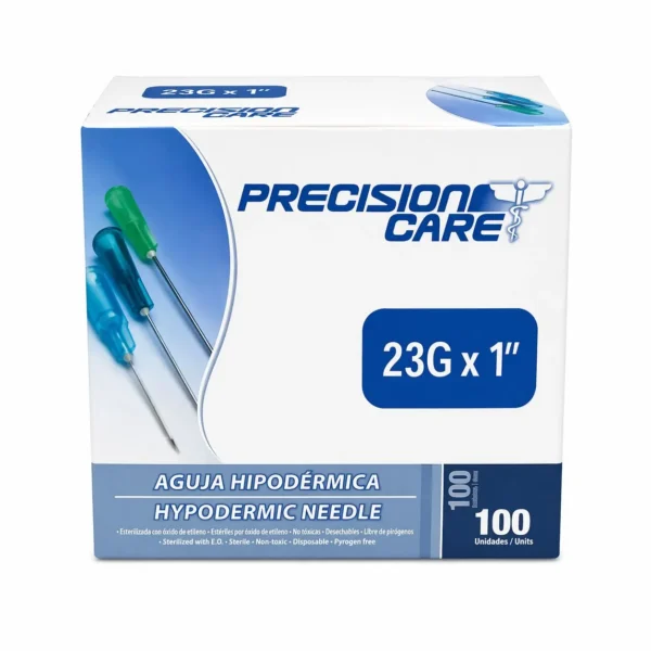 Aguja Hipodérmica 23G x 1" (0.60 mm x 25 mm) para administración intramuscular