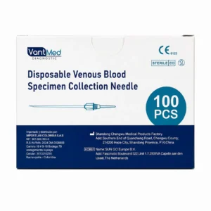 Aguja Vacutainer 21G x 1 1/2" doble punta con funda de goma para sistema de recolección de sangre al vacío