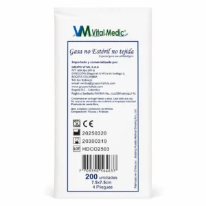 GASA NO ESTÉRIL 7.5 X 7.5 CM CAJA X 200 UDS VITAL MEDIC