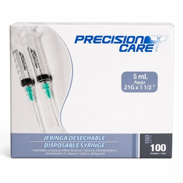 JERINGA 5 ML 21G X 1 1-2 CAJA X 100 UDS PC JERINGA 5 ML 21G X 1 1/2" CAJA X 100 UDS PRECISION CARE