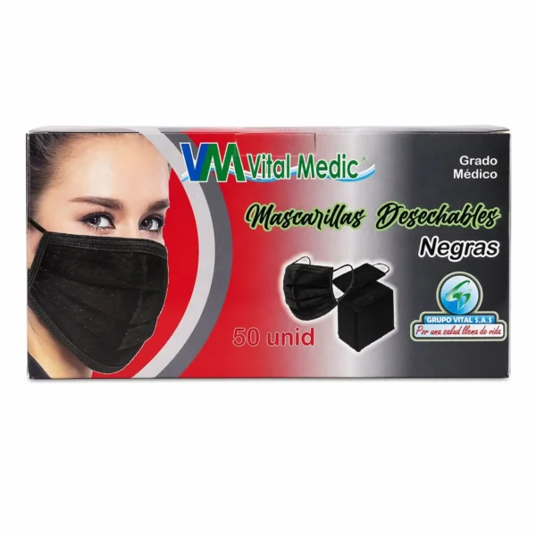 TAPABOCAS NEGROS VITAL MEDIC CAJA X 50 UDS TAPABOCAS NEGRO CAJA X 50 UDS VITAL MEDIC